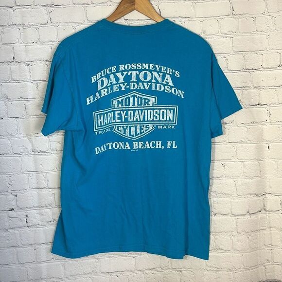 Harley Davidson Turquoise Short Sleeve Tshirt Daytona Beach Fl size L Large - Picture 5 of 7